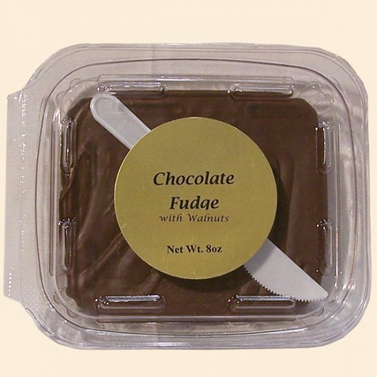 Chocolate w/Walnuts Fudge 8 oz. (case of 12) - Click Image to Close
