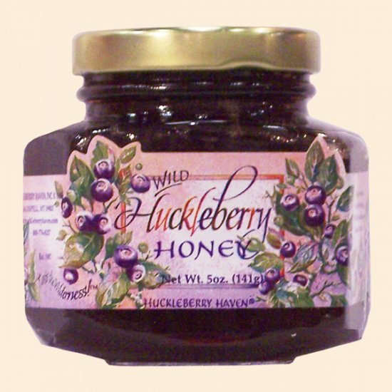 Wild Huckleberry Honey 5 oz. (case of 12) - Click Image to Close